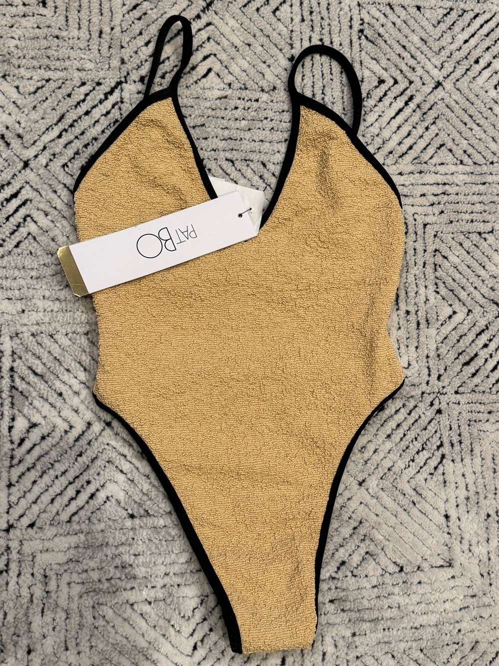 PatBO Mustard One-Piece Swimsuit with Black Trim